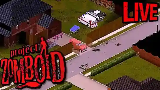 Video game scene with zombies